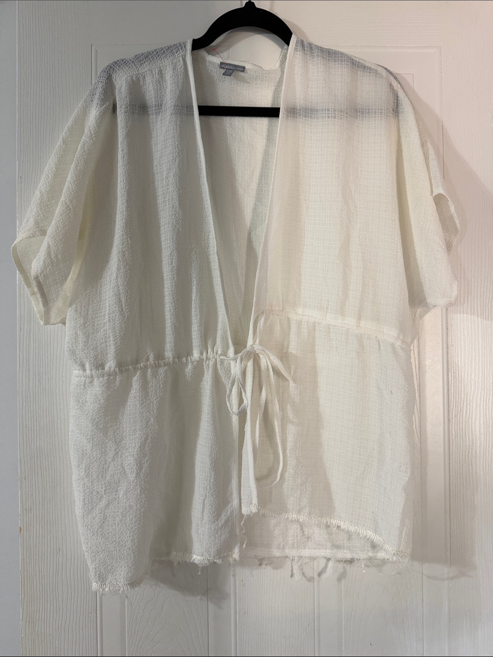 Charlotte Russe Cream Tie-Front Gauze Tunic